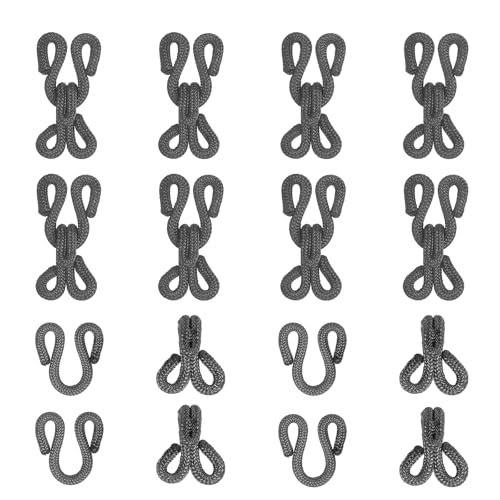 YELARXI Sewing Hooks and Eyes, 23mm Covered Hook Eye Sewing Closure Fasteners Sew on Snaps Fit for Bra Clothing Replacement Trousers Skirt Clothing DIY Craft (10 Pack, Dark Gray)