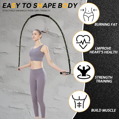 5lb Weighted Jump Rope for Men and Women, Adult Heavy Skipping Rope, Heavy Jump Ropes for Home Workout, Weight Loss, Shaping Body, Total Body Workout Equipment (Black Grey) - Image 5