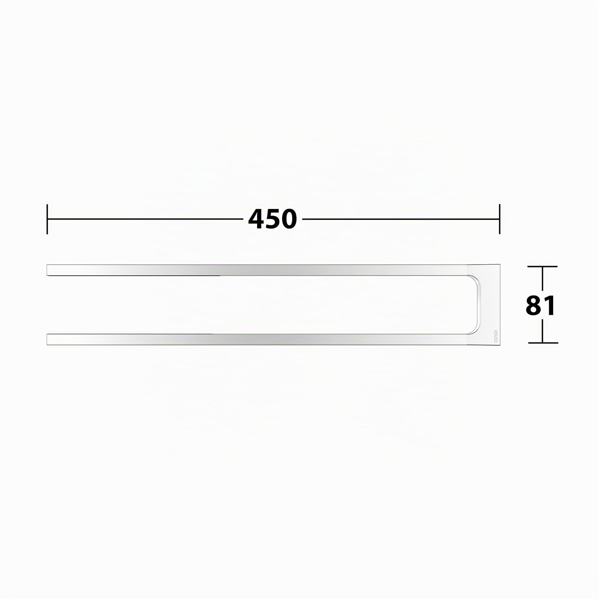Keuco Edition 11 Portasalviette a due bracci, rigido, 45cm, metallo cromato | Made in Germany, incl. viti e tasselli, asta per asciugamano da forare