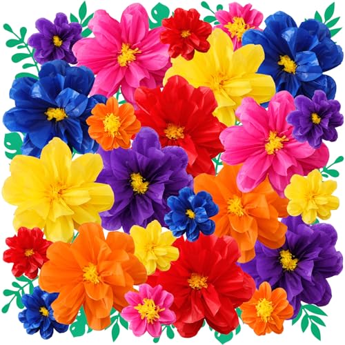 Geyee 40 Pcs Mexican Giant Paper Flowers Leaves Set, 24