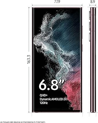 SAMSUNG Galaxy S22 Ultra S908B 5G 12/512GB Android Burgundy