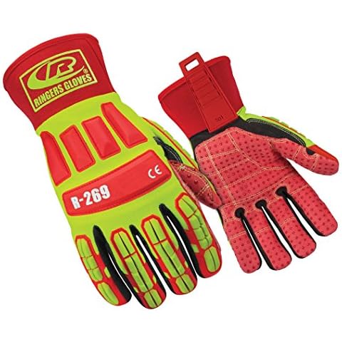 Ringers Gloves 269-12 R-269 Roughneck Cut5 TefLoc Grip System CE Level 5 Cut Protection Heavy Duty Impact Glove, Yellow/Red, 2X-Large Cover