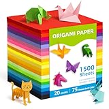 Umikk 1500 Sheets Origami Paper 6x6 Inch Square, 20 Vivid Colors Origami Kit for Kids Ages 8-12, Double Sided...