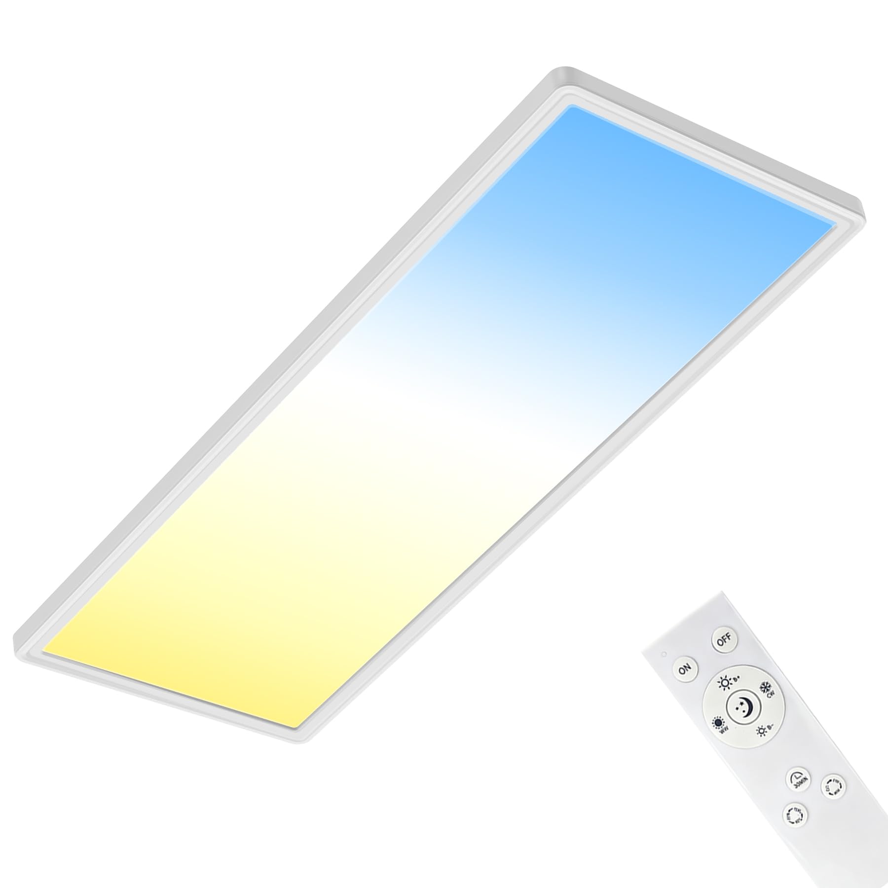 AmazeFun LED Deckenleuchte 24W 2600lm - Smart LED Deckenlampe Dimmbar mit Fernbedienung - 58x20cm Ultraflache Panel Deckenleuchte Design - Deckenlampe Flach für Wohnzimmer, Schlafzimmer, Büro, Küche