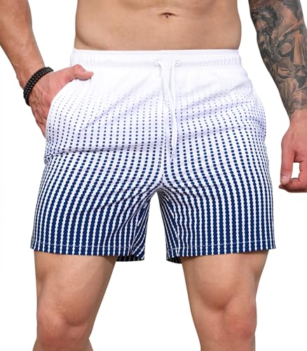 Curluriy Bañadores Hombre Color Degradado Shorts de Baño Impermeable Secado Rápido Natacion Surferos Verano con Forro de Malla