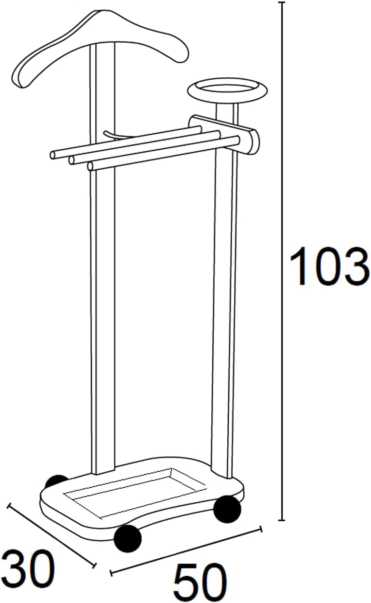 Arredamenti Italia ANTIMO Bedroom Valet Stand - Wood - Black Finish Ar-It the Heart of Wood