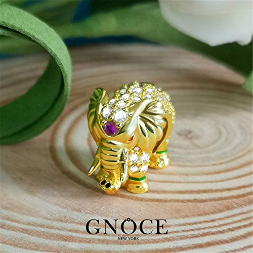 GNOCE Elephant Charm Bracelet 925 Sterling Silver 18k Gold Plated Snake Chain Bracelet Aniaml Charm Bangle with Clasp2