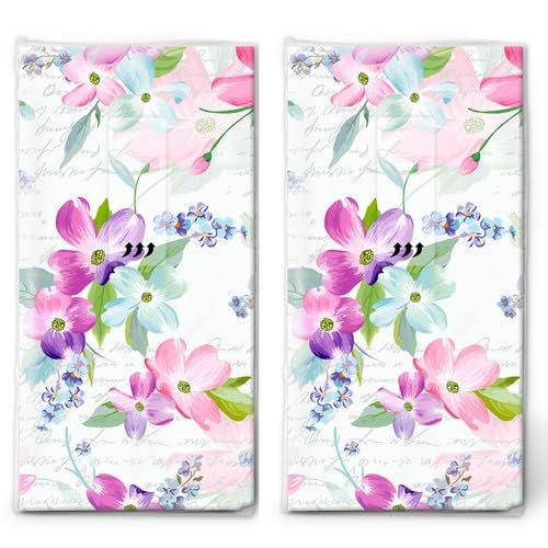 20 pañuelos individuales de flores con bonito brillo floral. 2 paquetes de 10 pañuelos de papel individuales impresos como regalo.