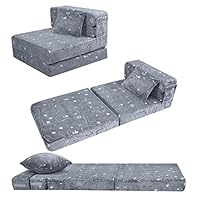 MeMoreCool Kids Sofa Bed, Toddler Floor Mattress Glow in The Dark, Baby Modular Couch, Fold Up Children Sofa Convertible Futon Folding Mattress Chair Z Bed for Playroom