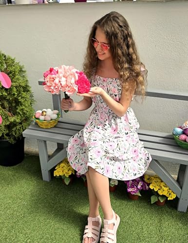Arshiner Girls Dresses Ruffle Flutter Sleeve Summer Floral Tiered Casual Party Dress for 6-14 Y3