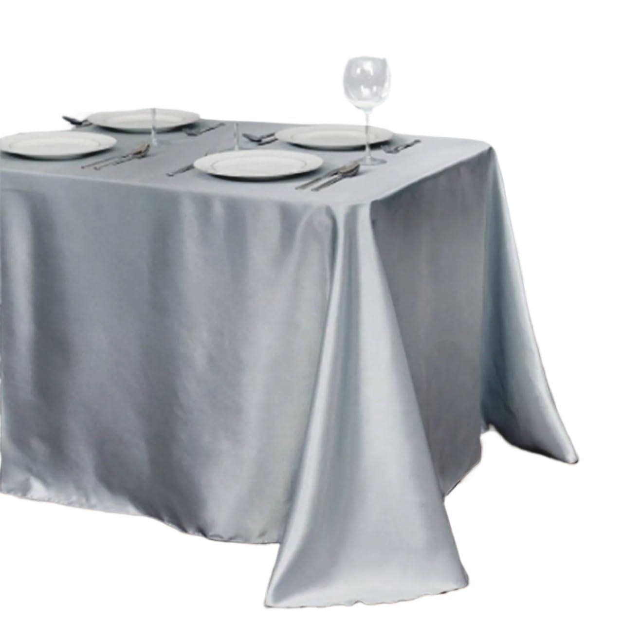 LOPJGGYF Tablecloth Satin Table Cover Overlay For Birthday Wedding Banquet Restaurant Festival Party Supply for Wedding Banquet Party Events(Gray,145x220cm)