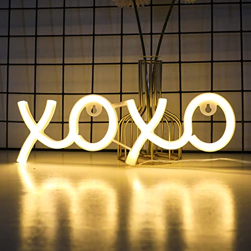 ENUOLI Warm White XOXO LED Neon Wall Light USB/Battery Hanging Neon Sign