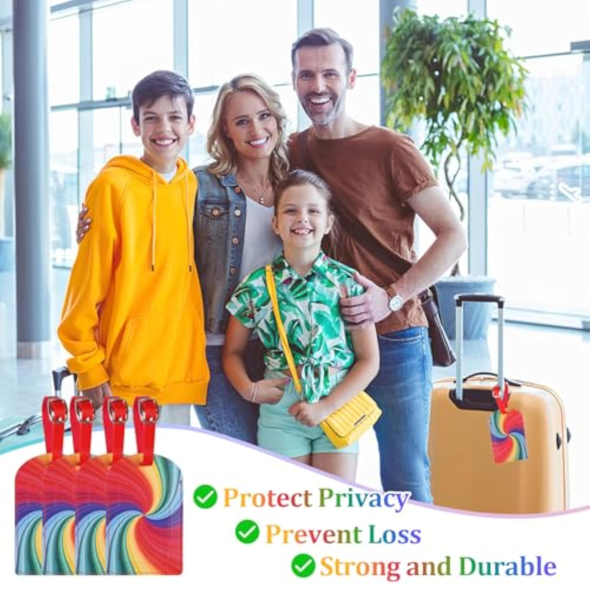 Luggage Tags, 4 Pcs PU Leather Luggage Tags