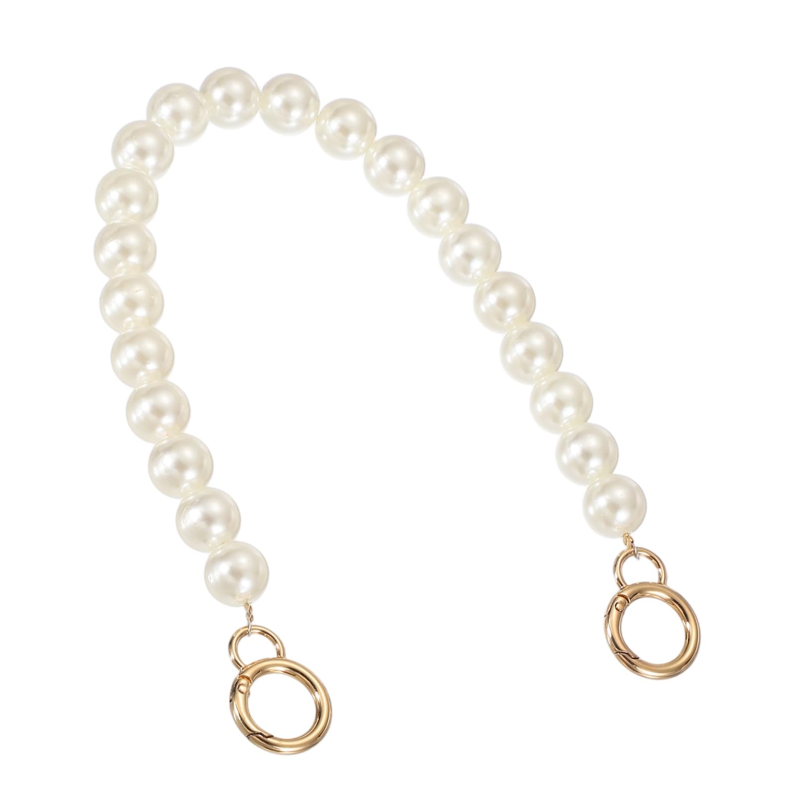 sourcing map Imitation Pearl Purse Strap, 16" Bag Extender Chain with Spring Buckle Handbag Purse Chain Replacement Beaded Strap for DIY Handbag Hang Bag Accessories, 16mm Gold