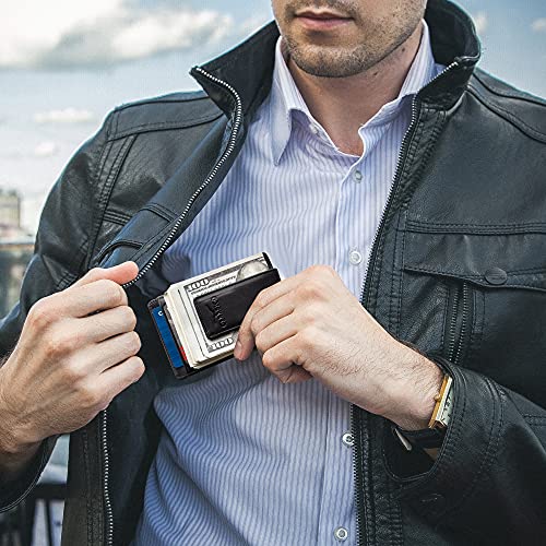 Money Clip Leather Wallet For Men Slim Front Pocket Rfid Blocking With Super Strong Magnetic #TOP5