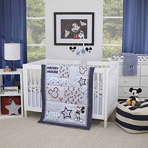 Image of Disney Mickey Mouse - Timeless Mickey Baby Blue Super Soft Coral Fleece Baby Star Blanket, Light Blue, Black, White (Pack of 2)
