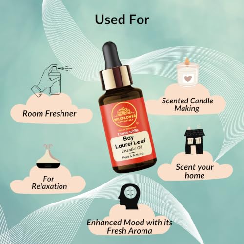 Image of Bay Laurel Leaf Essential Oil (Laurus nobilis) 100% Natural Pure Steam Distilled For Face, Skin, Hair, Body, DIY Candle Making | with Glass Dropper 0.50 Fl Oz (15ml)