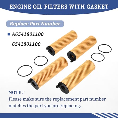 Image of A6541801100 4Pcs Engine Oil Filters with Gasket Compatible with Mercedes-Benz Sprinter 2500 3500 3500XD 2023 2024,Replace 6541801100