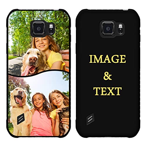Custom Multi- Picture Case for Galaxy S6 Active 5.1 Inch Customize Personalized Photo Name Phone Case Gift for Men Women Girls Soft Case Slim Fit Full Protective Anti-Drop Cover No Peeling Black