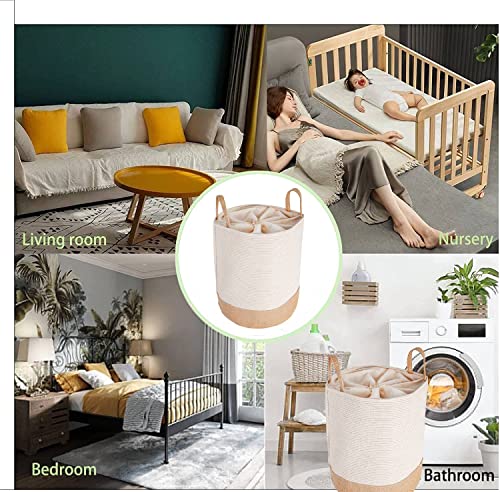 Wäschekorb aus Jute Geflochten Wäschesammler Spielzeug Aufbewahrung Kinder Wäschekörbe mit henkel Aufbewahrungskorb mit Griff Wäschetonne Faltbarer Wäschebox Für Schmutzwäsche Laundry Basket 40x35 cm