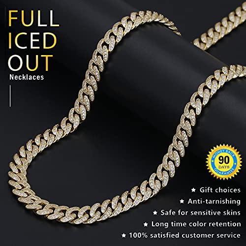 PY BLING 8mm Mens Iced Out Hip Hop Miami Cuban Link Chain Choker 14K/18K Gold White Gold plated CZ Necklace/Bracelet 8.5"-24" (14K,20) - Image 4