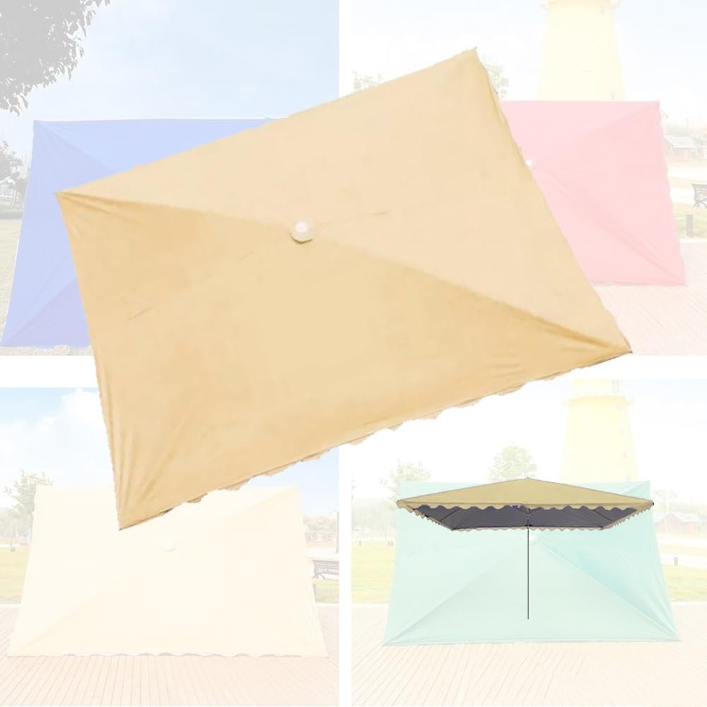 Parasole rettangolare di ricambio per ombrellone da giardino, 3 x 2 m, 3 x 3 m, 4 costine, tessuto per ombra da esterni (cachi, 350 x 300 cm)