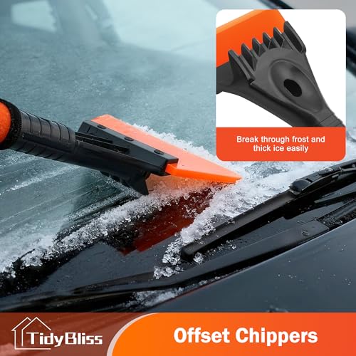 TidyBliss Ice Scraper for Car Windshield, 5 inches Wide TPU Blade, Frost Remover with Ergonomic Foam Grip for SUV Truck Glass Window (Orange)