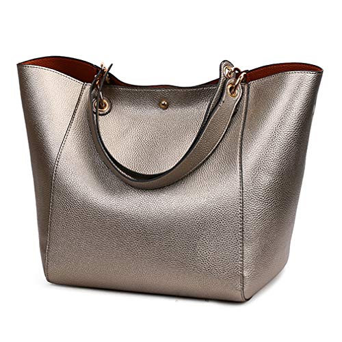 Pahajim Bolsos Mujer Grandes Bolso Señora Tote PU Cuero Bolso Bandolera Mujer Bolso Shopper Moda Mujer para Compras, Fiesta, Viajes, Trabajo(Bronce)