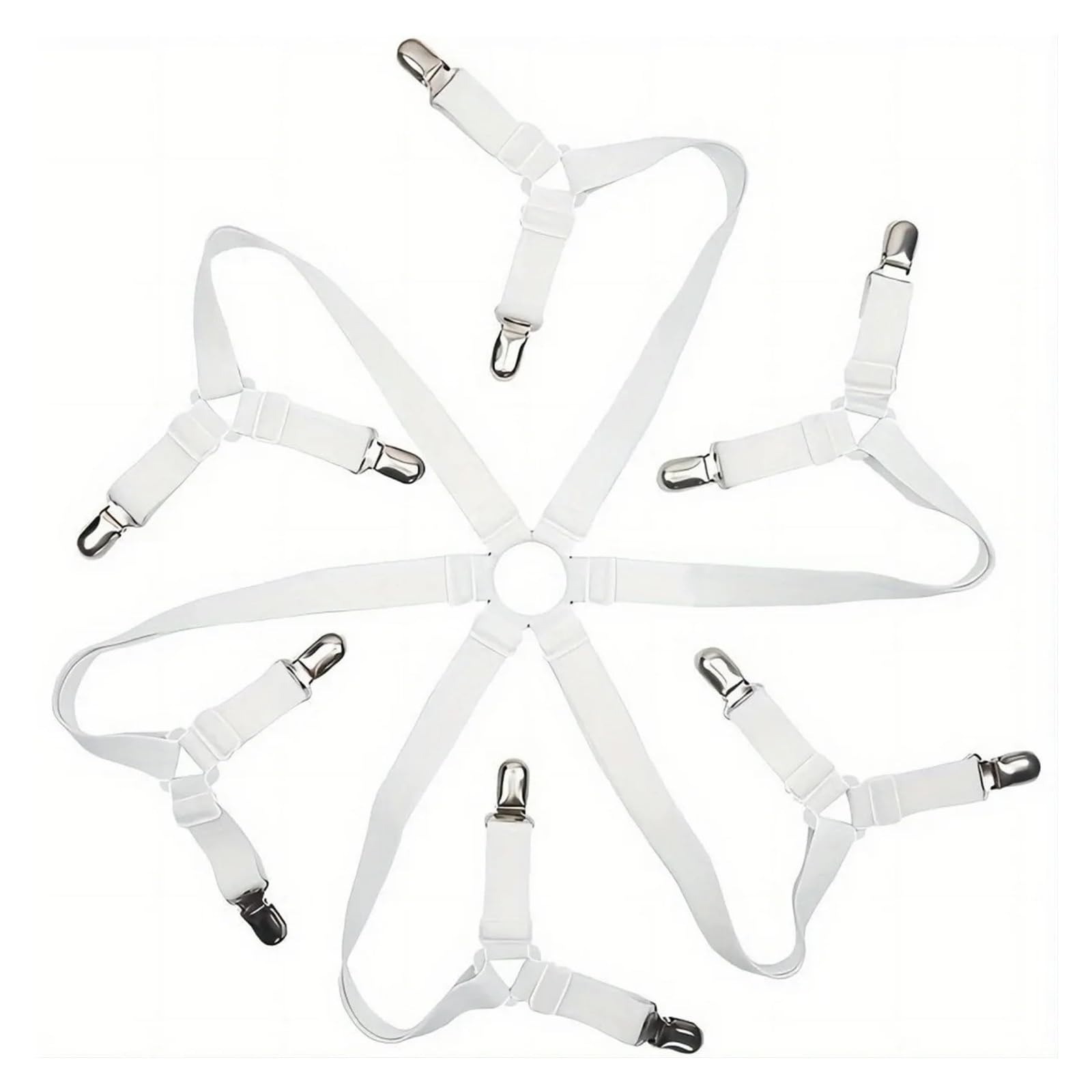 SDIUAKBV Bed Sheet Grippers Belt Adjustable Bed Sheet Holder with 12 Non-Slip Mattress Clips Fasteners for Cover Blankets Gripper - Bedding Accessories For the bedroom(White-1pc)