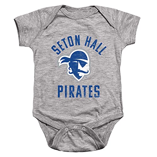 Seton Hall University Official Pirates Logo Unisex Infant Snap Suit for Baby,Athletic Heather, 6 Months