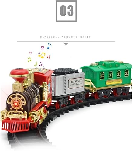 Miniatura 3 de Simulation Retro Train Set - Juguete de tren eléctrico para niños y niñas con humo, luces y sonido, kits de ferrocarril para niños de 3, 4, 5, 6, 7,