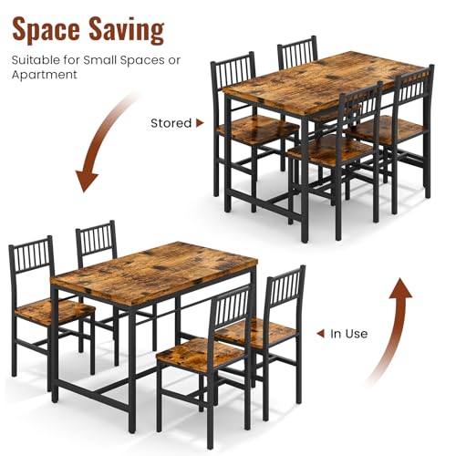 image for Lamerge Dining Table Set for 4,Industrial 47.2 Inch Table with 4 Curve