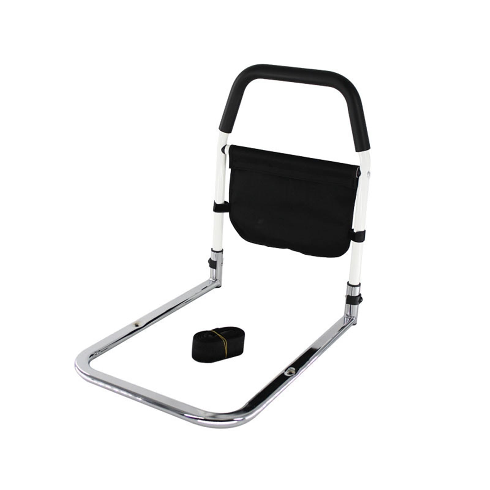 Brrnoo Barandilla de Cama en Forma de U para Personas Mayores, Sin Perforación, Correas Ajustables, Reposabrazos Acolchado de Espuma, Acero Inoxidable, Ajustable a Colchones (Riel de Cama en Forma