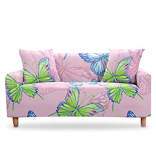Housse de canapé extensible fleurs de papillon salon double 185cm
