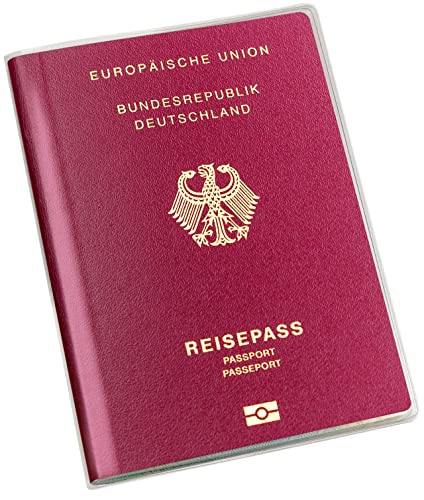 Reisepasshülle Schutzhülle Neuer Reispass Hülle transparent (nach April 2017) reißfest durchsichtig 128 x 92,5 mm [1 Stück] für Reiseausweis neu Cover