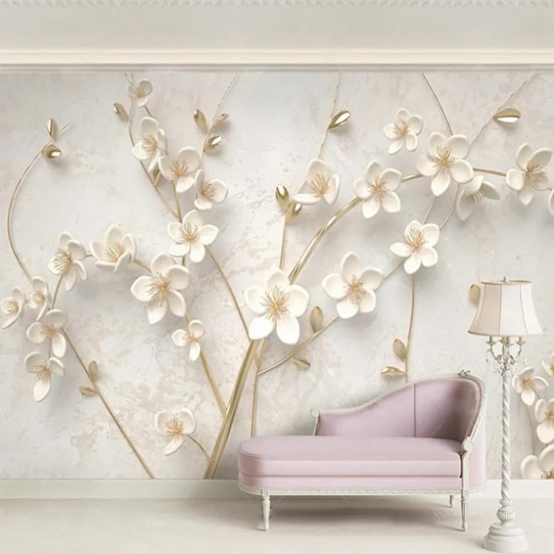 Papier peint fleurs violettes grand format chambre à coucher