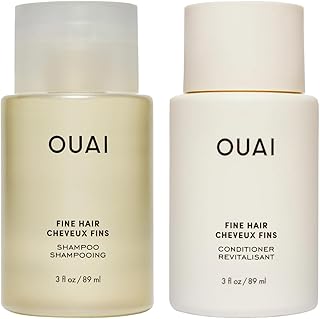 OUAI Fine Hair Shampoo & Conditioner Set, Travel Size - Volumizing Shampoo & Conditioner - With Strengthening Keratin, Biotin & Chia Seed Oil - Sulfate, Paraben & Phthalate Free (3 Oz)