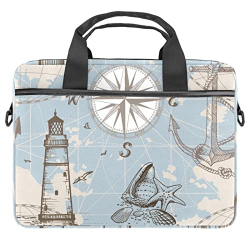 Sac à bandoulière pour ordinateur 13 à 14.5 pouces bleu marine motif carte voile