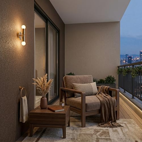 Image of Modern Brass Wall Sconce Lights - Industrial Double Bulb Vanity Fixture - Vintage Wall Lamp for Bathroom, Hallway, Bedroom, Living Room - Hardwired Light Fixture (1)