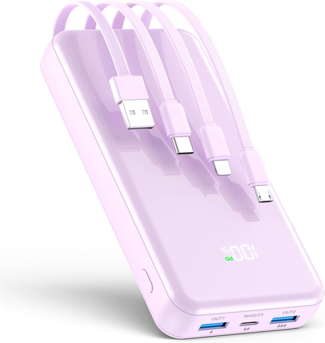 Cargador portátil, banco de energía de 42800 mAh con cable integrado, carga rápida PD USB C de 22,5 W entrada y salida, paquete de batería externa con 6 salidas y 2 entradas, cargador de - imagen 8