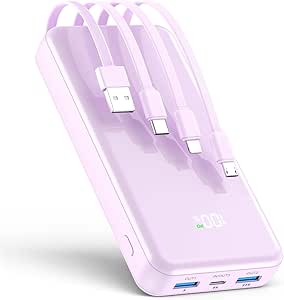 Cargador portátil, banco de energía de 42800 mAh con cable integrado, carga rápida PD USB C de 22,5 W entrada y salida, paquete de batería externa con 6 salidas y 2 entradas, cargador de