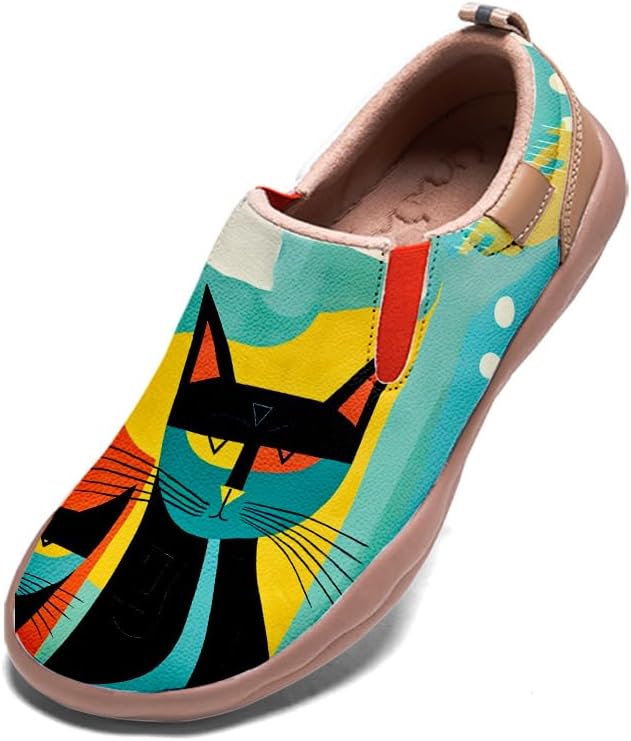 Kid's Casual Slip-on Loafers Fashion Travel Walking Shoes Lightweight Comfort Soft Sole Sneakers Art Painted Cat