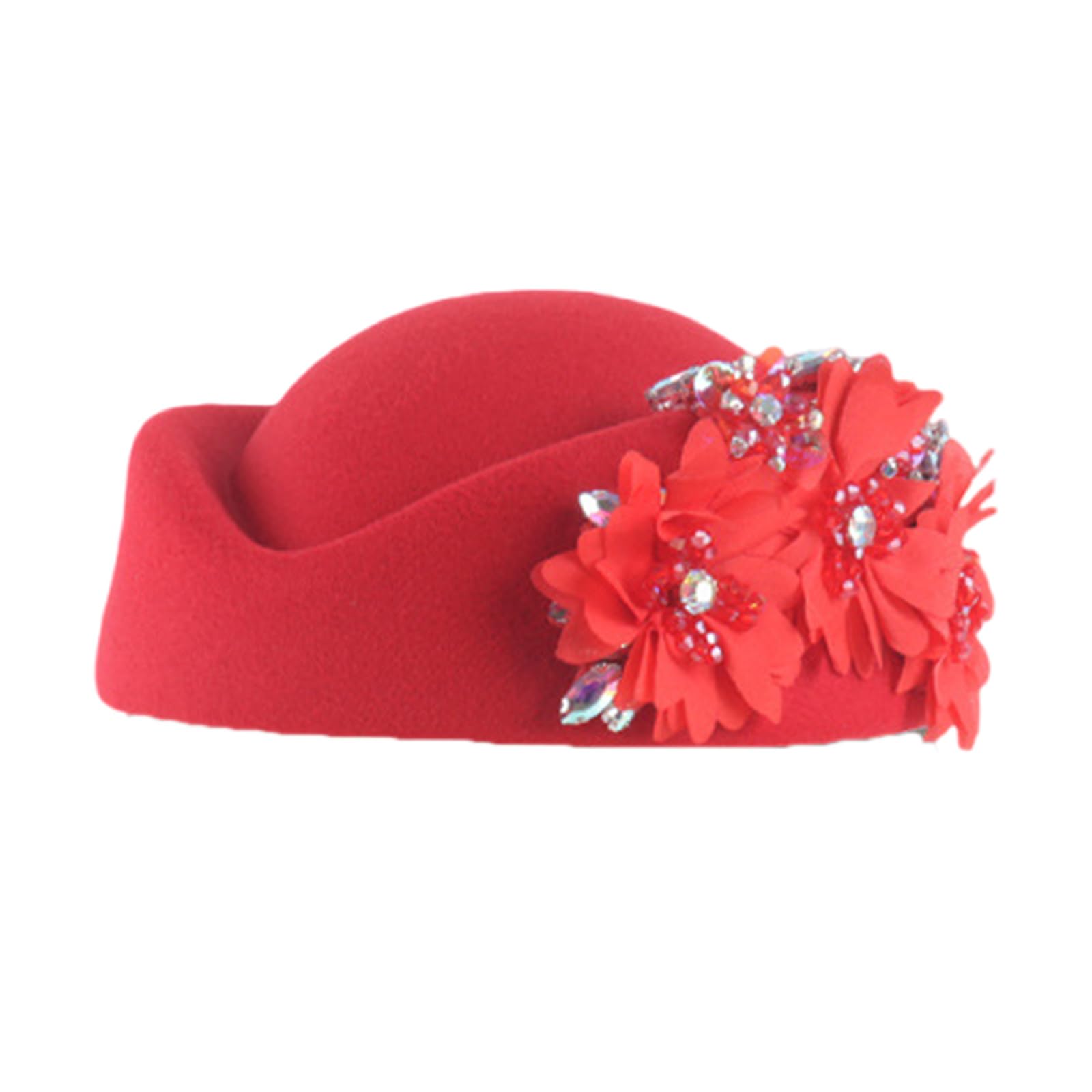 yanwuwa Artificial Flower Stewardess Hat 20s Cocktail Party Props Wool Hat Flapper Bowler for Masquerades Dressingup Women Soft Berets