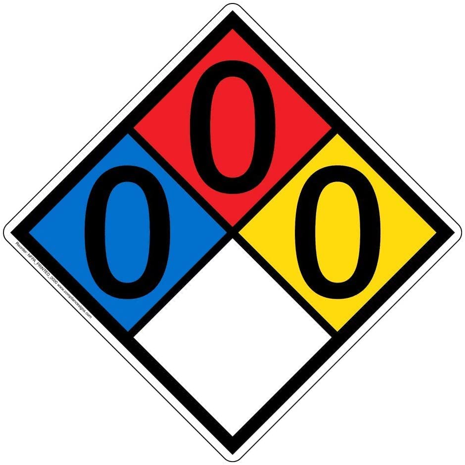 Étiquette NFPA 704 0-0-0-0 ComplianceSigns pour sécuriser les zones de stockage