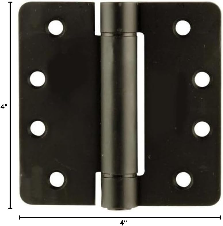 Emtek 95024 4" x 4" Spring Mortise Hinge with 1/4" Radius Corners - Pair, French Antique