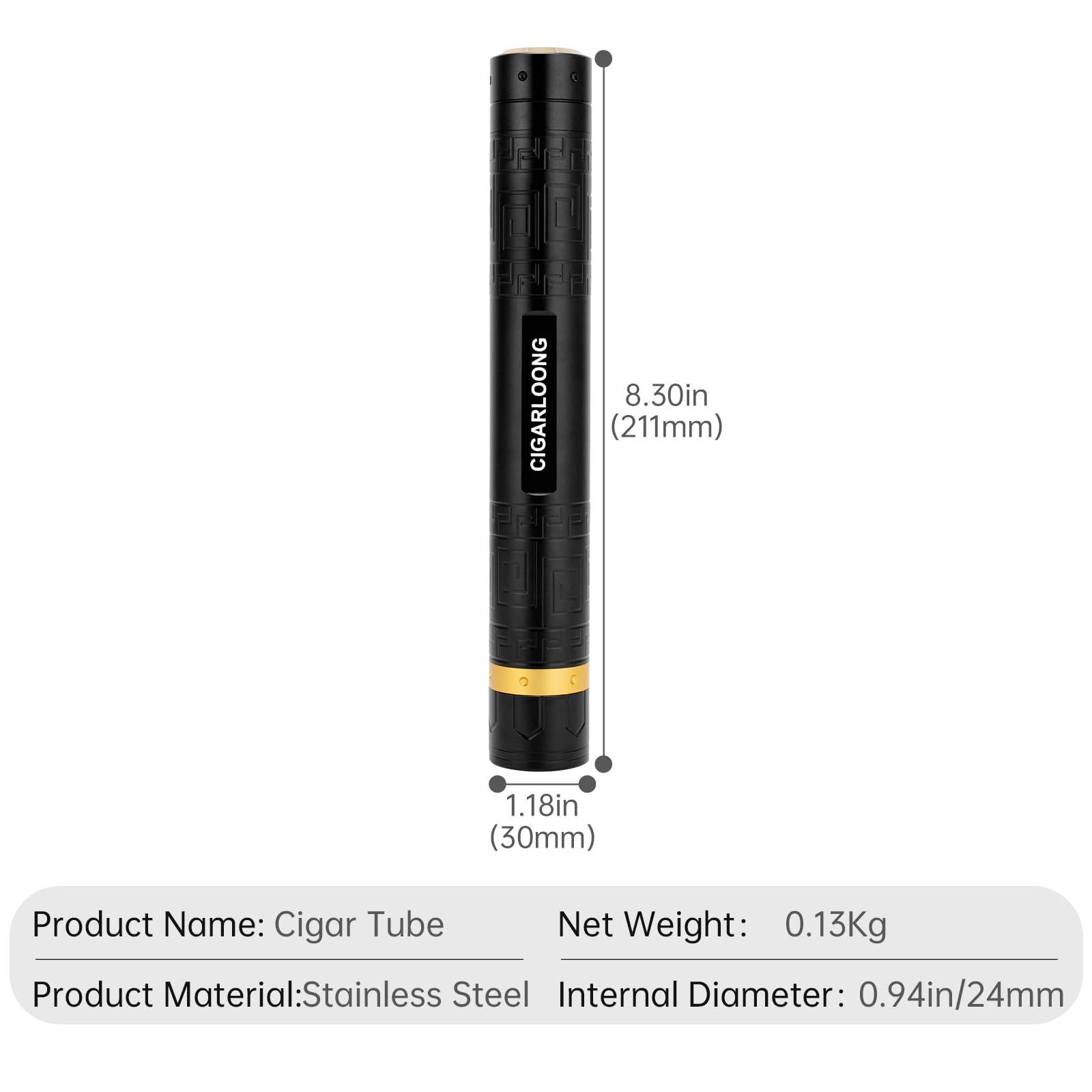 Zigarrenetui 3-in-1 Edelstahl Zigarrenrohr mit Hygrometer, Zigarrenpunsch und Zigarrenhalter, langlebiger Zigarrenkoffer für Outdoor-Reise-tragbare Lagerung (schwarz)