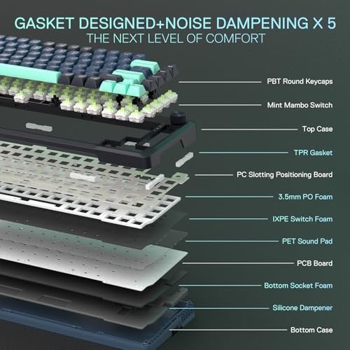 Image of Redragon K724 PRO Wireless Gasket Gaming Keyboard with Hype Screen and Button, 80% Mechanical Keyboard, Easy to Use 1.14 Inch TFT Info Display, 5-Layer Noise Reduction, Linear Switch