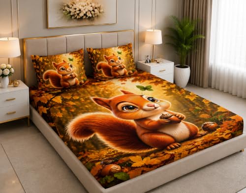 Image of 7D Digital Printed King Size Bedsheet | 240TC Premium Cotton Feel Microfiber with 2 Pillow Covers | Soft Breathable & Wrinkle Free Bedding Set | (Gilhari, King Size-90x100 Inch)
