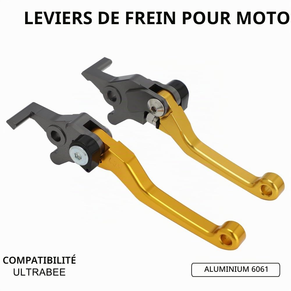 Sur Ron Levier de frein pour Ultra Bee Pivot réglable Surron UltraBee Levier de frein électrique CNC pour moto tout-terrain Doré