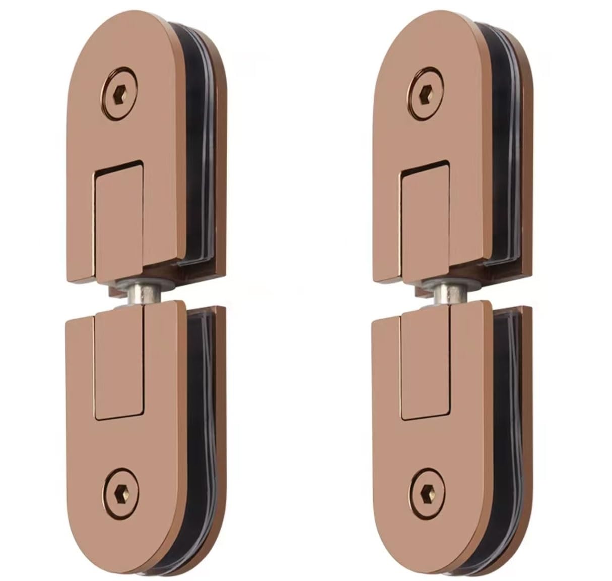 Dlvapbksjqmb Rose Gold Glass Door Hinges,2 Pcs 360 Degrees Pivot Hinge Bathroom Clamps 304 Stainless Steel Showert Kit For 5-10Mm(,Double Clamp)